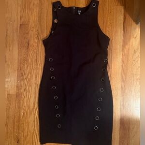 Barely worn design lab (lord & taylor brand) black mini dress with silver rings